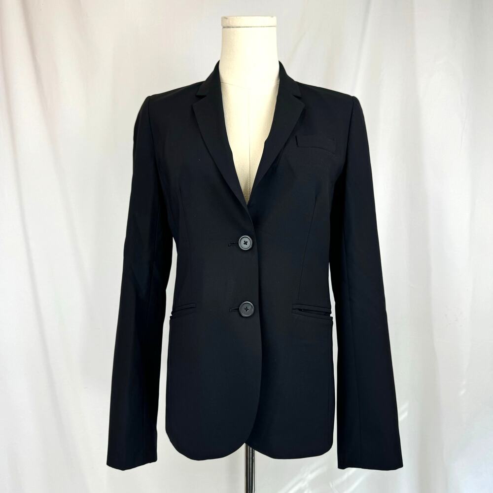J Crew Tollegno 1900 Wool Blazer Jacket Black Stretch Single Breasted Womens 2